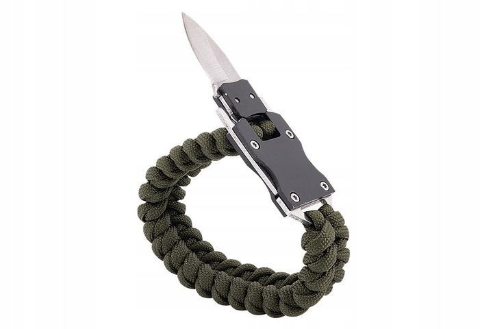 Браслет виживання Paracord Survival з ножем оливковий універсальний 2в1 для любителів активного відпочинку 2184 фото