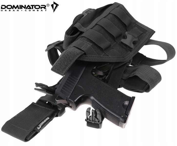 Набедрена кобура Dominator чорна універсальна носіння пістолета двостороння для військових поліції 2284 фото