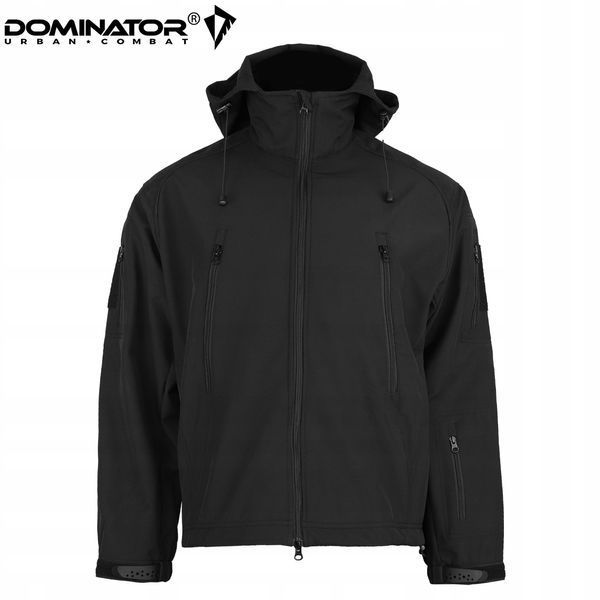 Тактическая куртка Dominator Softshell S черная водонепроницаемая с капюшоном и флисовой подкладкой 2614 фото