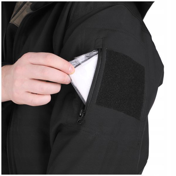Тактическая куртка Dominator Softshell S черная водонепроницаемая с капюшоном и флисовой подкладкой 2614 фото