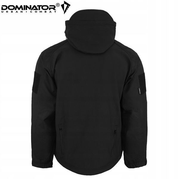 Тактическая куртка Dominator Softshell S черная водонепроницаемая с капюшоном и флисовой подкладкой 2614 фото