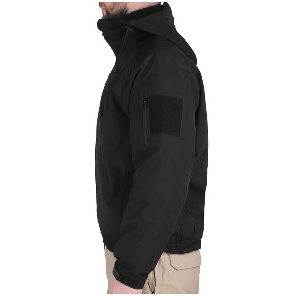 Тактическая куртка Dominator Softshell S черная водонепроницаемая с капюшоном и флисовой подкладкой 2614 фото