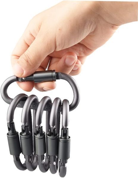 Карабіни алюмінієві тактичні Survival 82&times;44 мм сірі для кріплення спорядження набір 5 шт 2340 фото