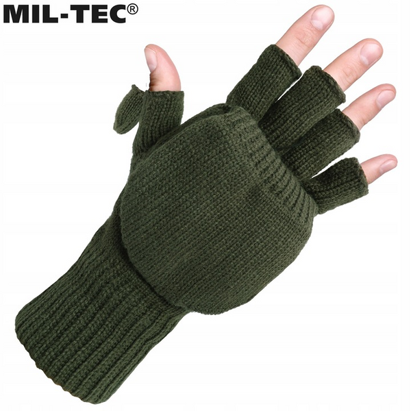 Зимние перчатки Mil-tec L олива для тактических задач с открытыми пальцами 2468 фото