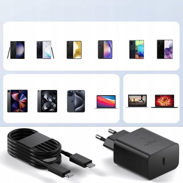 Зарядное устройство Koanni 45W с кабелем USB Type C 2м черный для iPhone MacBook iPad Samsung 2194 фото